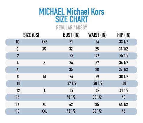 Michael Kors size chart women's